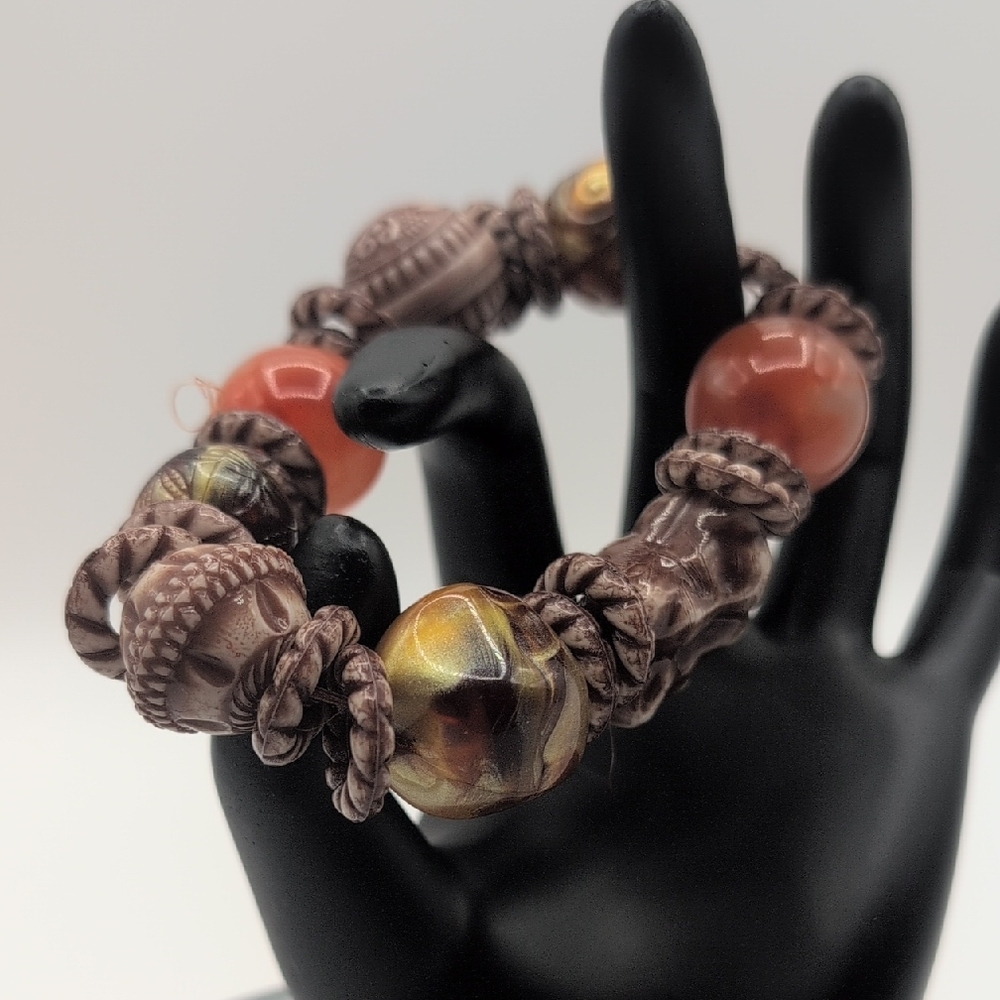 Textured Multi Beaded Stretch Bracelet